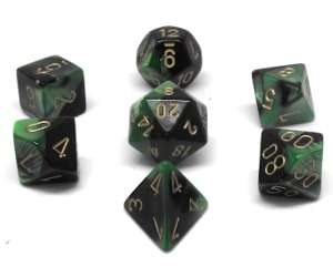 CHX26439 Black Green/Gold Gemini 7PC Polyhedral Dice Set image 0
